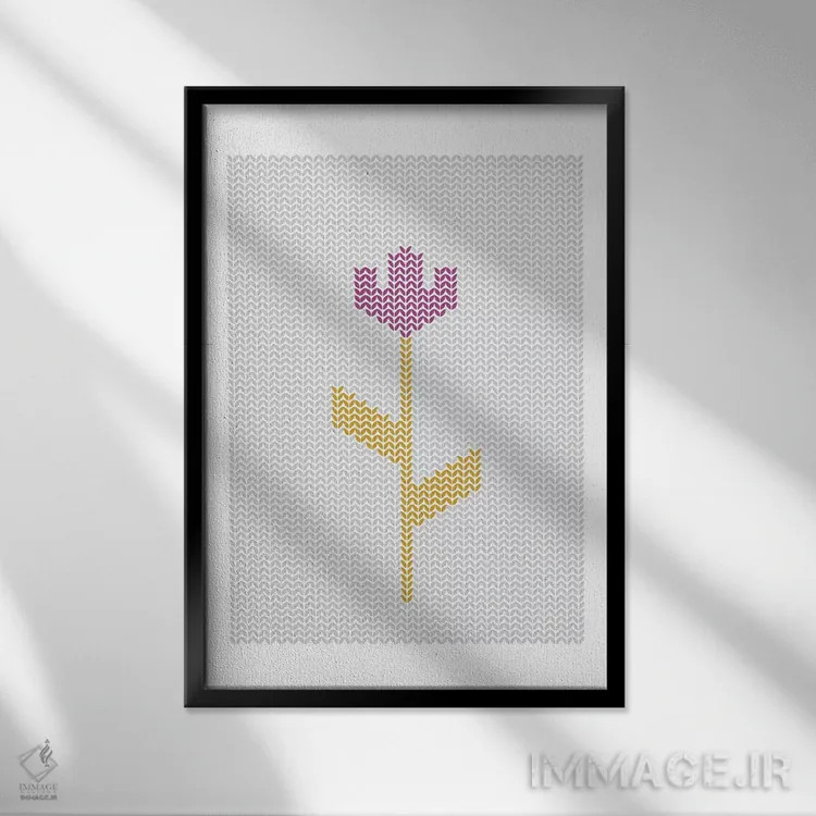 تابلو مدرن "گل دوخته شده" اثر فلت اول - نمای قابدار مشکی