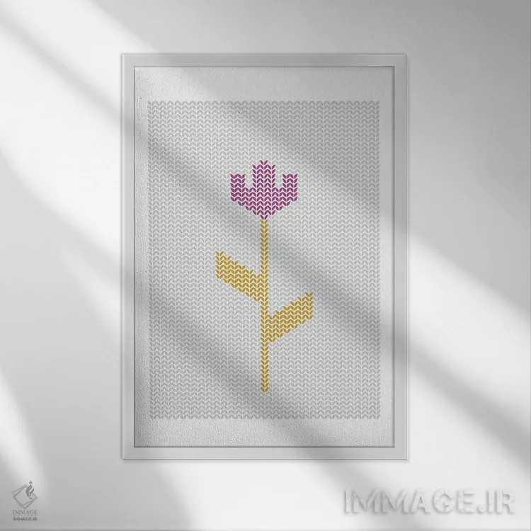 تابلو مدرن "گل دوخته شده" اثر فلت اول - نمای قابدار سفید