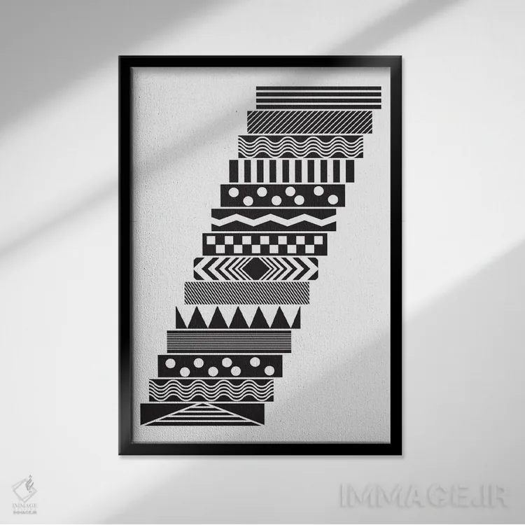 تابلو انتزاعی "پله ها" اثر فلت اول - نمای قابدار مشکی