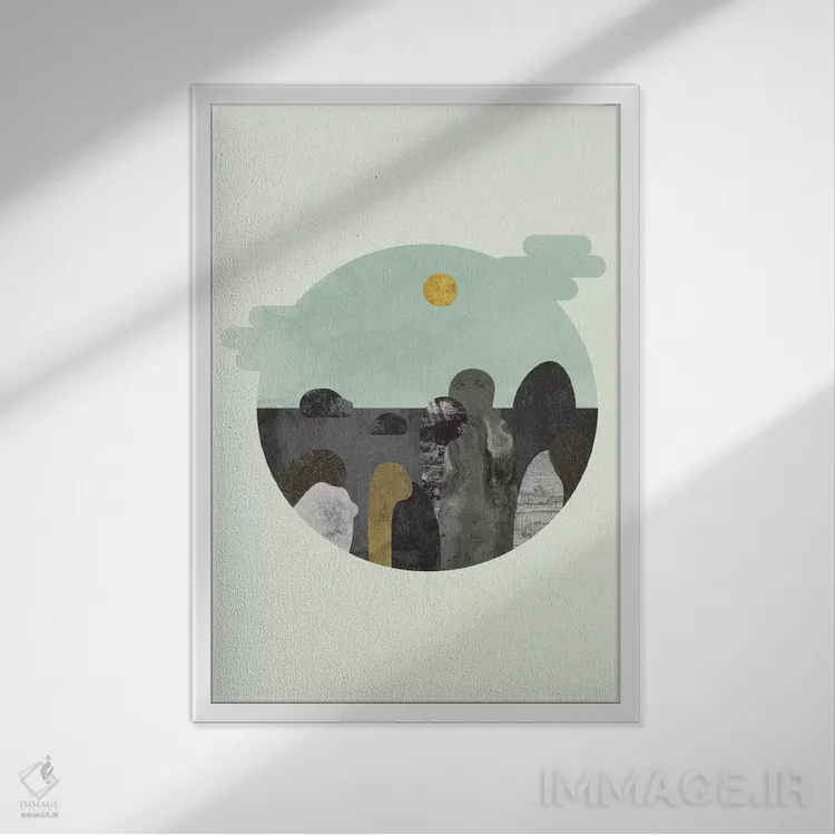 تابلو مینیمال "چیزی درباره آن سنگ ها" اثر فلت اول - نمای قابدار سفید