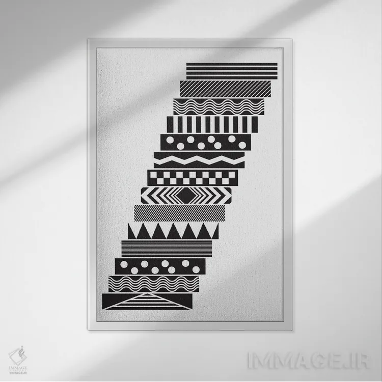 تابلو انتزاعی "پله ها" اثر فلت اول - نمای قابدار سفید