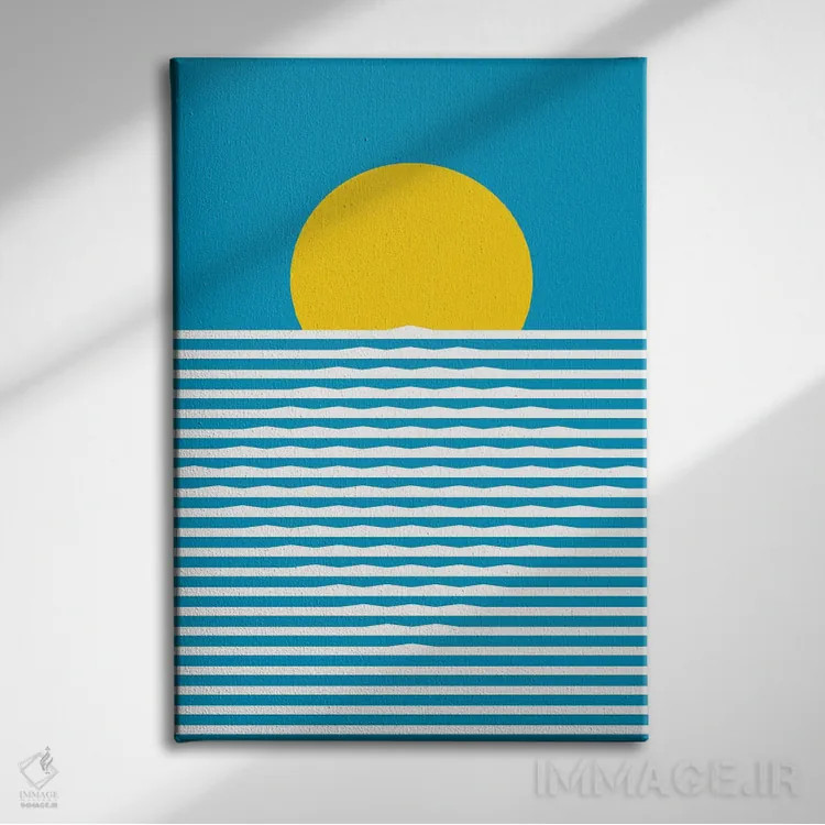 تابلو انتزاعی "طلوع خورشید" اثر فلت اول - نمای روبهرو روی دیوار