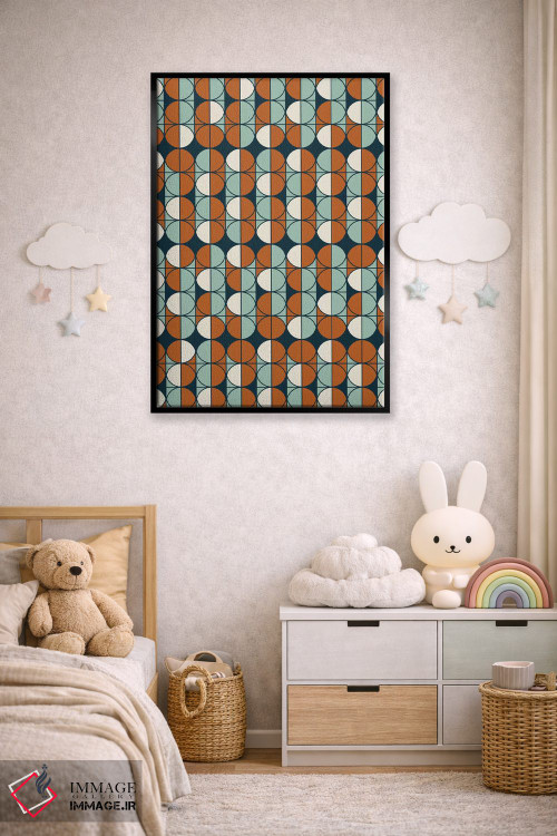 تابلو انتزاعی "الگوی رترو" اثر فلت اول - D6B