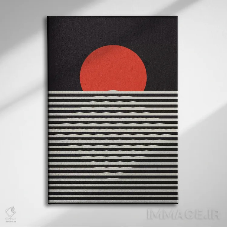 تابلو مینیمال "غروب خورشید" اثر فلت اول - نمای روبهرو روی دیوار
