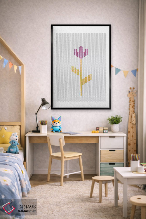 تابلو مدرن "گل دوخته شده" اثر فلت اول - D2B