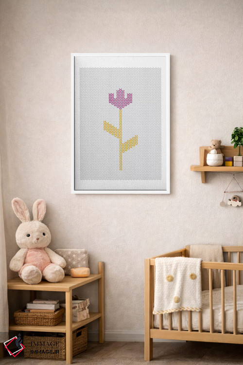 تابلو مدرن "گل دوخته شده" اثر فلت اول - D3W