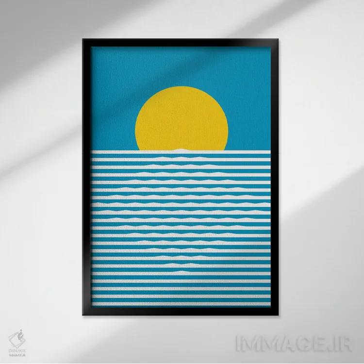 تابلو انتزاعی "طلوع خورشید" اثر فلت اول - نمای قابدار مشکی