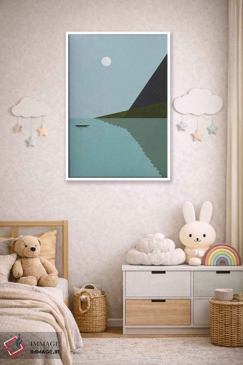 تابلو مدرن "قایقرانی در شب" اثر فلت اول - D5W