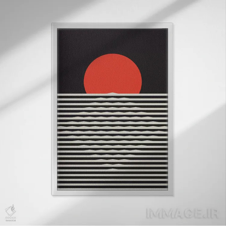 تابلو مینیمال "غروب خورشید" اثر فلت اول - نمای قابدار سفید