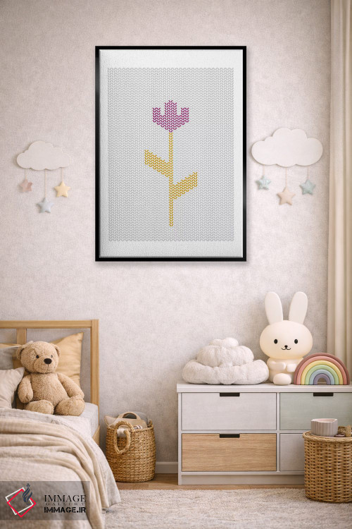 تابلو مدرن "گل دوخته شده" اثر فلت اول - D5B