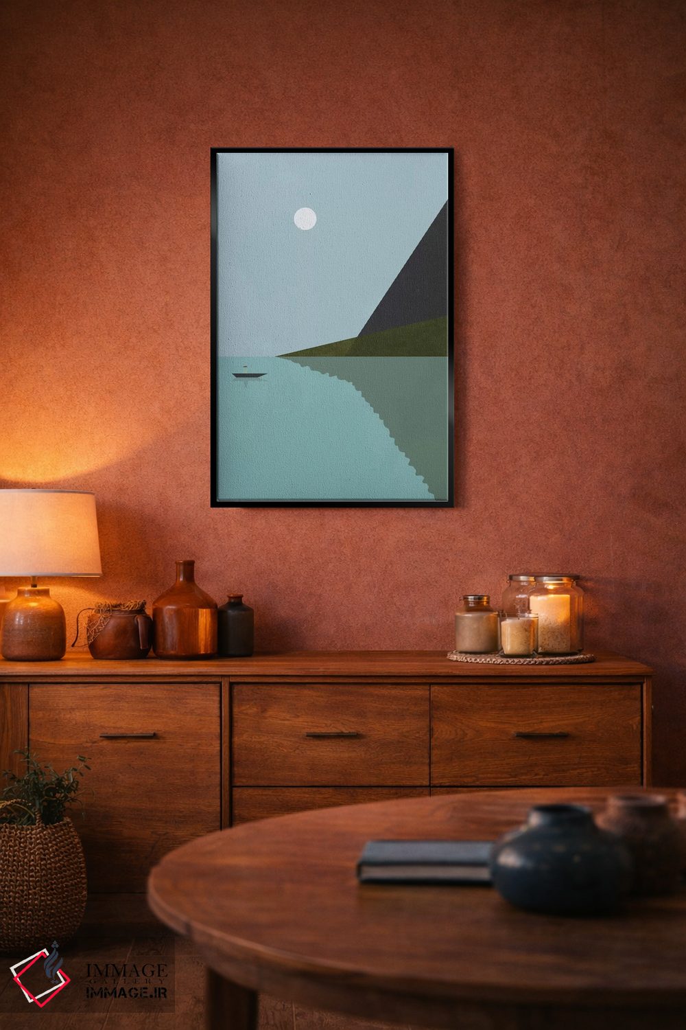 تابلو مدرن "قایقرانی در شب" اثر فلت اول - D6B