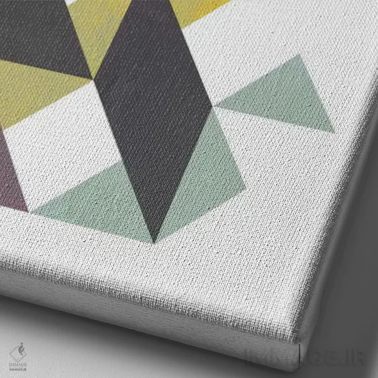 تابلو مینیمال "مثلث ها I" اثر فلت اول - نمای نزدیک بافت بوم