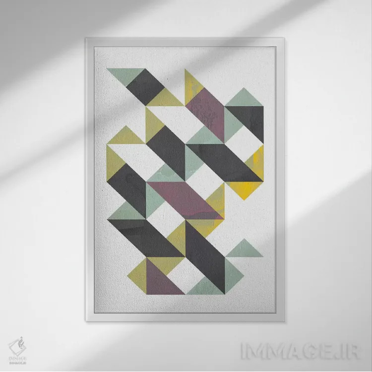 تابلو مینیمال "مثلث ها I" اثر فلت اول - نمای قابدار سفید