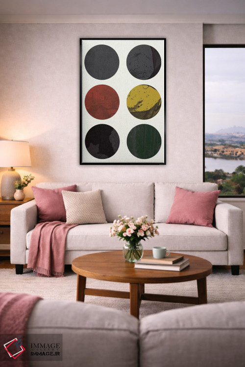 تابلو مینیمال "شش دایره" اثر فلت اول - D6B