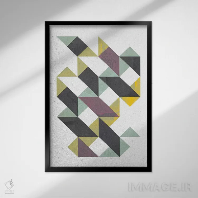 تابلو مینیمال "مثلث ها I" اثر فلت اول - نمای قابدار مشکی