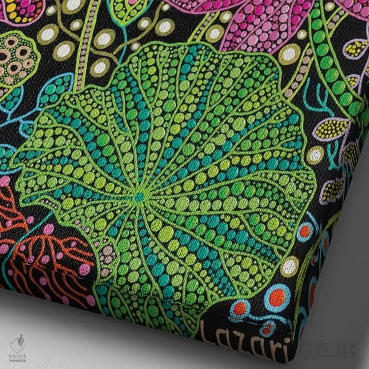 تابلو دکوراتیو "گل نیلوفر" اثر اکسانا لازاری - نمای نزدیک بافت بوم