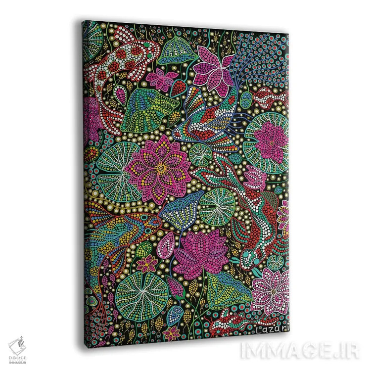 تابلو دکوراتیو "ماهی کوی با نیلوفر" اثر اکسانا لازاری - نمای پرسپکتیو محصول