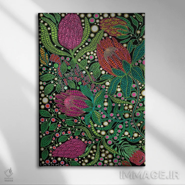 تابلو دکوراتیو "گل های پروتیا" اثر اکسانا لازاری - نمای روبهرو روی دیوار