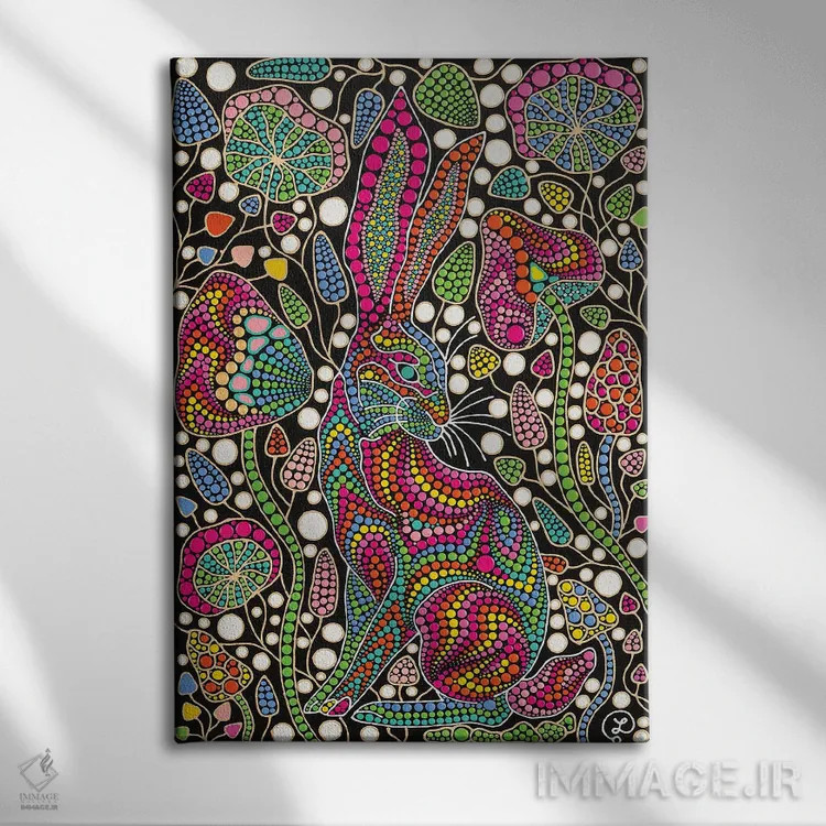 تابلو دکوراتیو "خرگوش" اثر اکسانا لازاری - نمای روبهرو روی دیوار