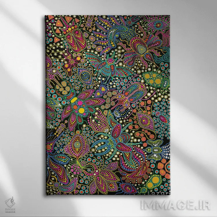 تابلو دکوراتیو "حشرات" اثر اکسانا لازاری - نمای روبهرو روی دیوار