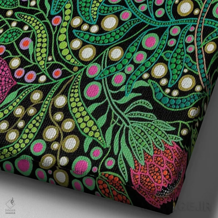 تابلو دکوراتیو "گل های پروتیا" اثر اکسانا لازاری - نمای نزدیک بافت بوم