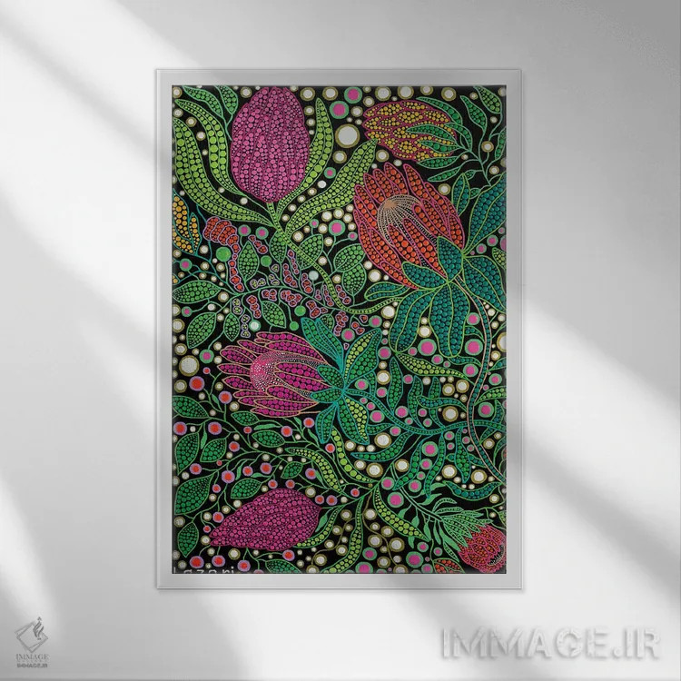 تابلو دکوراتیو "گل های پروتیا" اثر اکسانا لازاری - نمای قابدار سفید