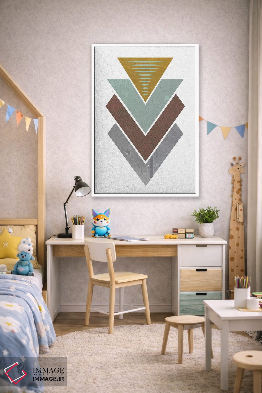 تابلو مینیمال "مثلث های گرنج" اثر فلت اول - D1W