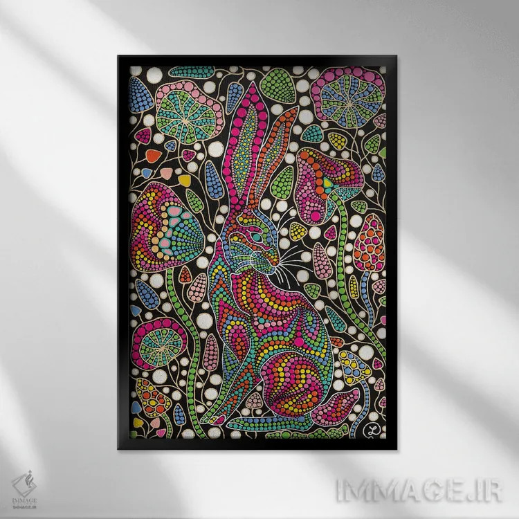 تابلو دکوراتیو "خرگوش" اثر اکسانا لازاری - نمای قابدار مشکی