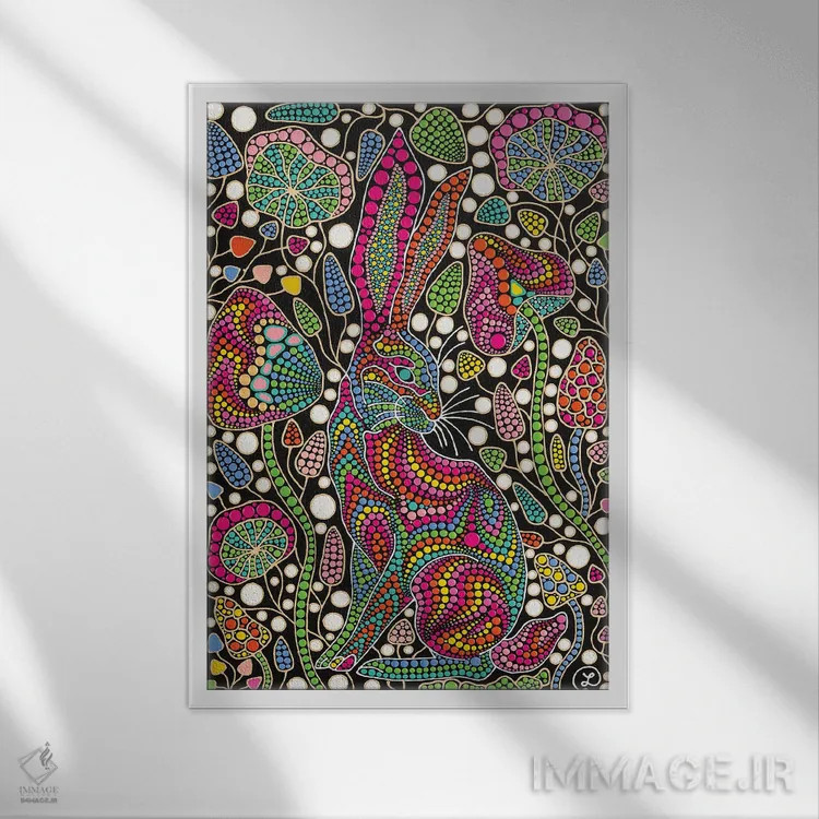 تابلو دکوراتیو "خرگوش" اثر اکسانا لازاری - نمای قابدار سفید