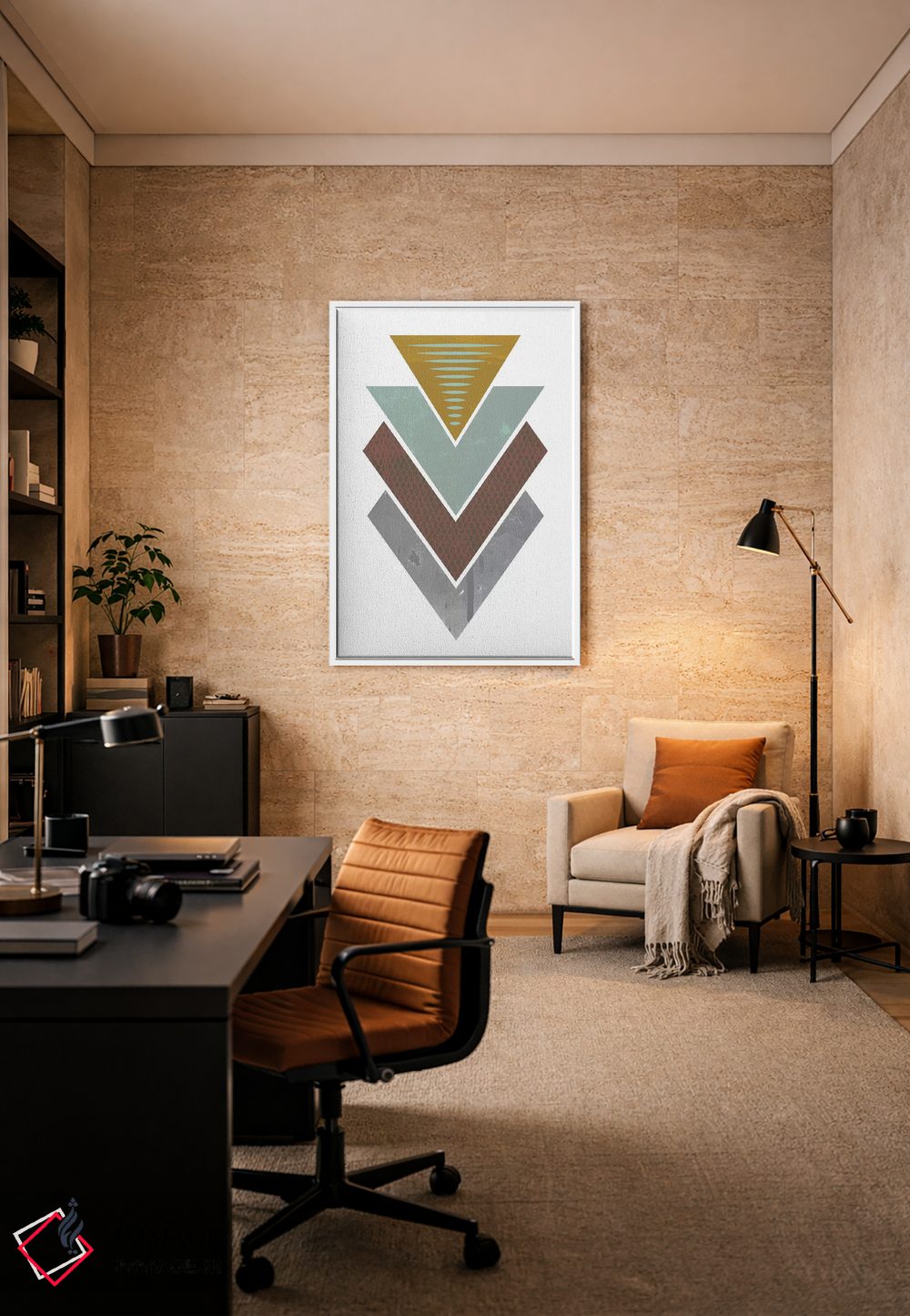 تابلو مینیمال "مثلث های گرنج" اثر فلت اول - D6W