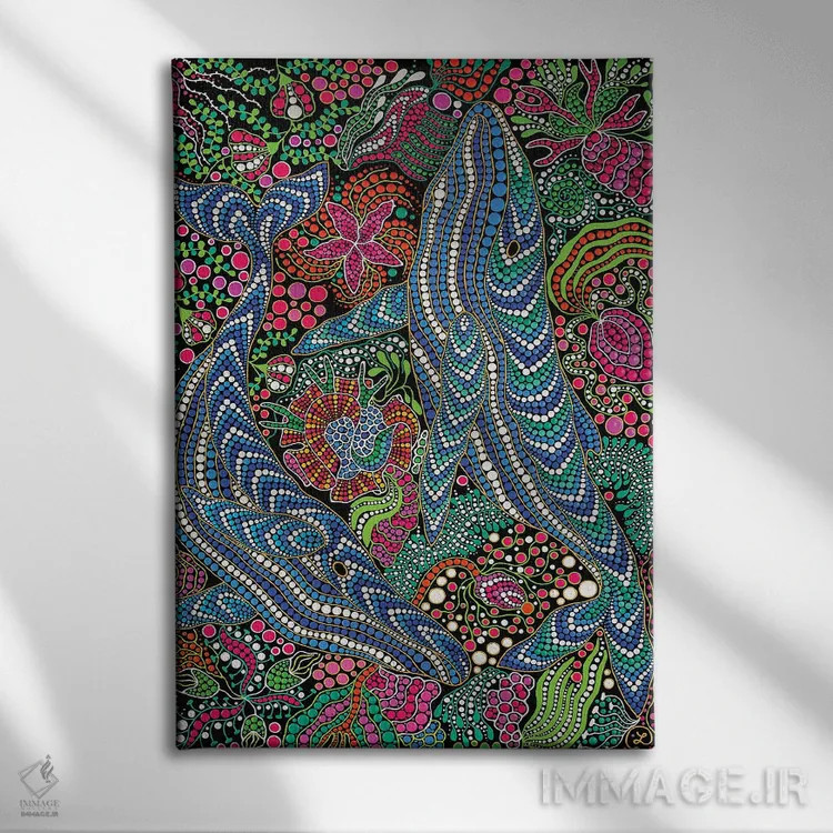 تابلو دکوراتیو "نهنگ ها" اثر اکسانا لازاری - نمای روبهرو روی دیوار