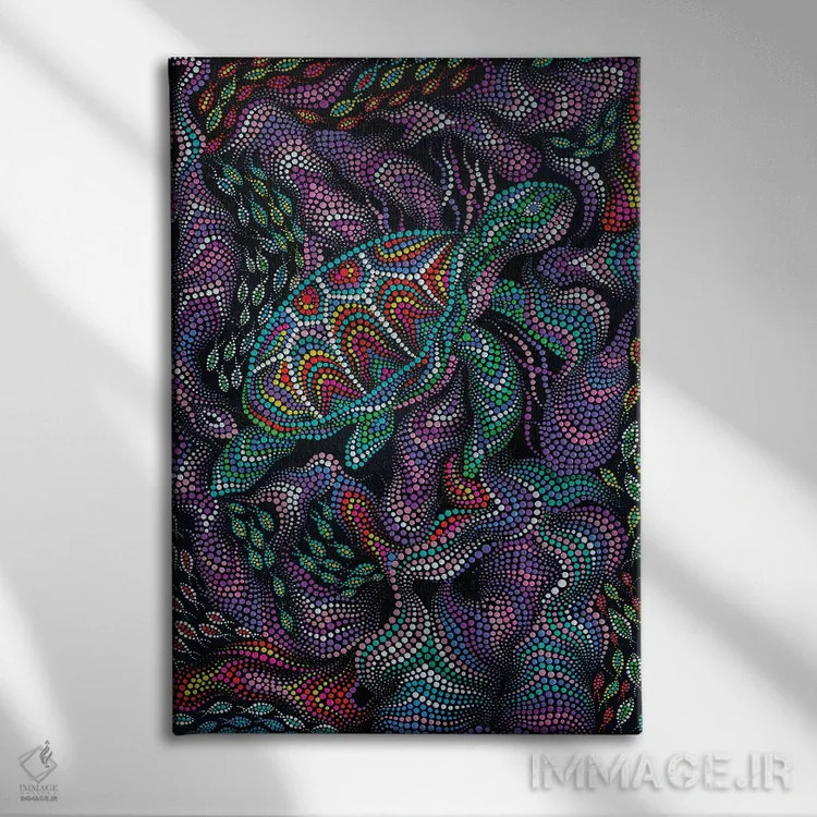 تابلو دکوراتیو "لاک پشت دریایی" اثر اکسانا لازاری - نمای روبهرو روی دیوار