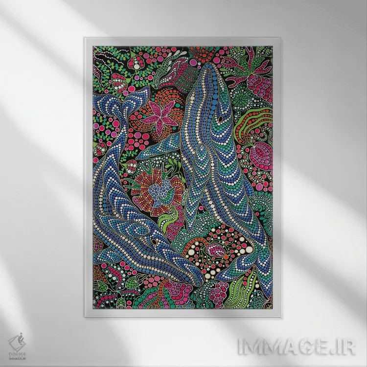 تابلو دکوراتیو "نهنگ ها" اثر اکسانا لازاری - نمای قابدار سفید