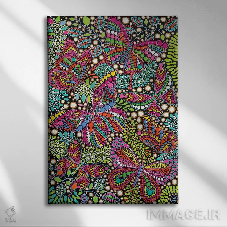 تابلو دکوراتیو "پروانه" اثر اکسانا لازاری - نمای روبهرو روی دیوار