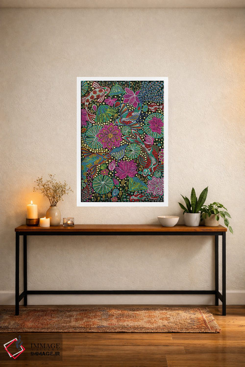 تابلو دکوراتیو "ماهی کوی با نیلوفر" اثر اکسانا لازاری - D3W