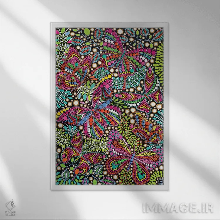 تابلو دکوراتیو "پروانه" اثر اکسانا لازاری - نمای قابدار سفید