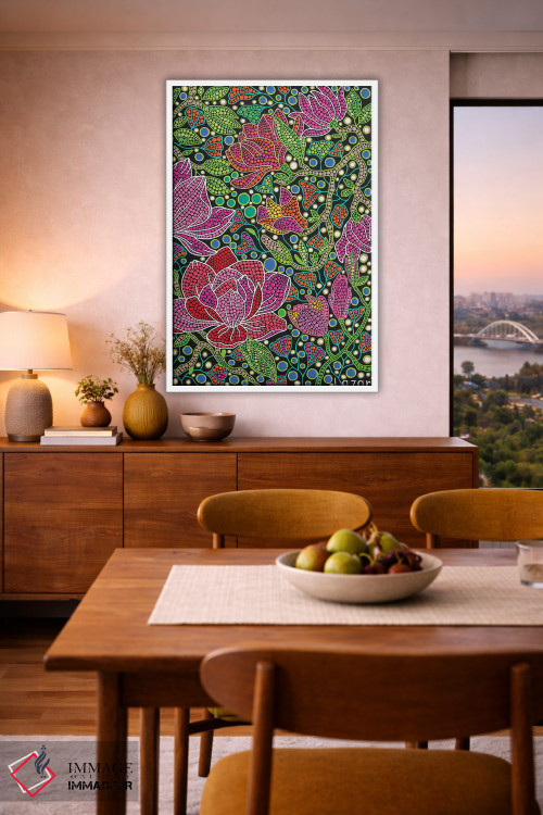 تابلو دکوراتیو "گل های مگنولیا" اثر اکسانا لازاری - D5W