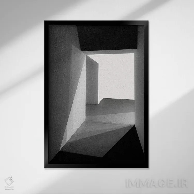 تابلو مینیمال نور و سایه ها اثر اینگه شوستر - نمای قابدار مشکی