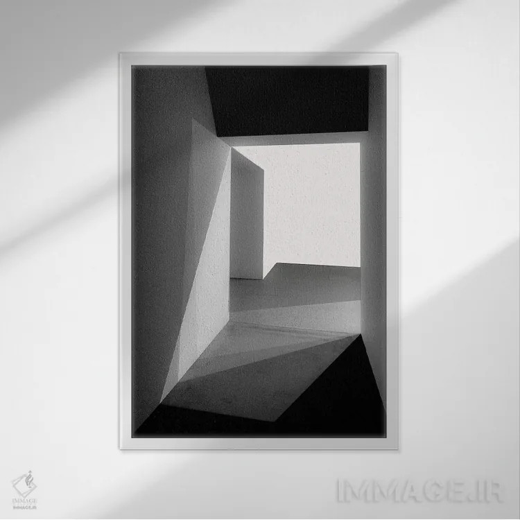 تابلو مینیمال نور و سایه ها اثر اینگه شوستر - نمای قابدار سفید