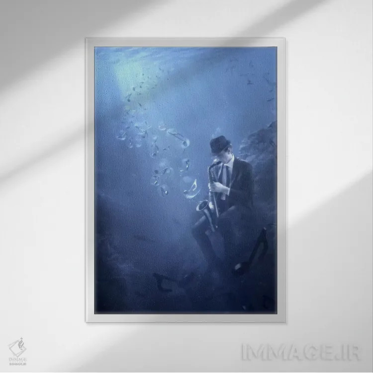 تابلو دکوراتیو بلوز اثر کریستف کیچاک - نمای قابدار سفید