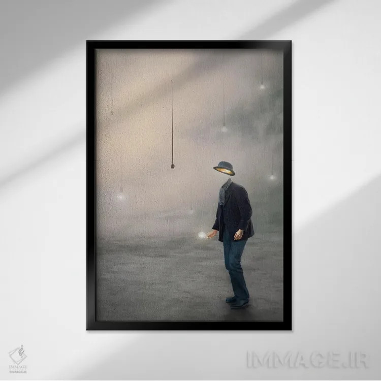 تابلو دکوراتیو روشنایی اثر بادن بوئن - نمای قابدار مشکی