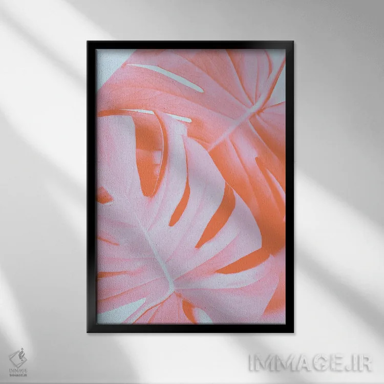 تابلو دکوراتیو مونسترا نارنجی ۳ اثر استودیو ۱ایکس - نمای قابدار مشکی