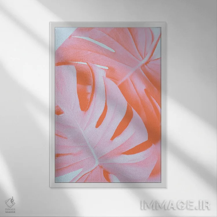 تابلو دکوراتیو مونسترا نارنجی ۳ اثر استودیو ۱ایکس - نمای قابدار سفید