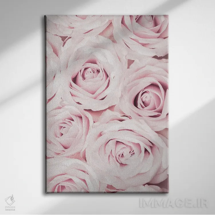 تابلو دکوراتیو گل های رز صورتی شماره ۰۲ اثر استودیو ۱ایکس ۳ - نمای روبهرو روی دیوار