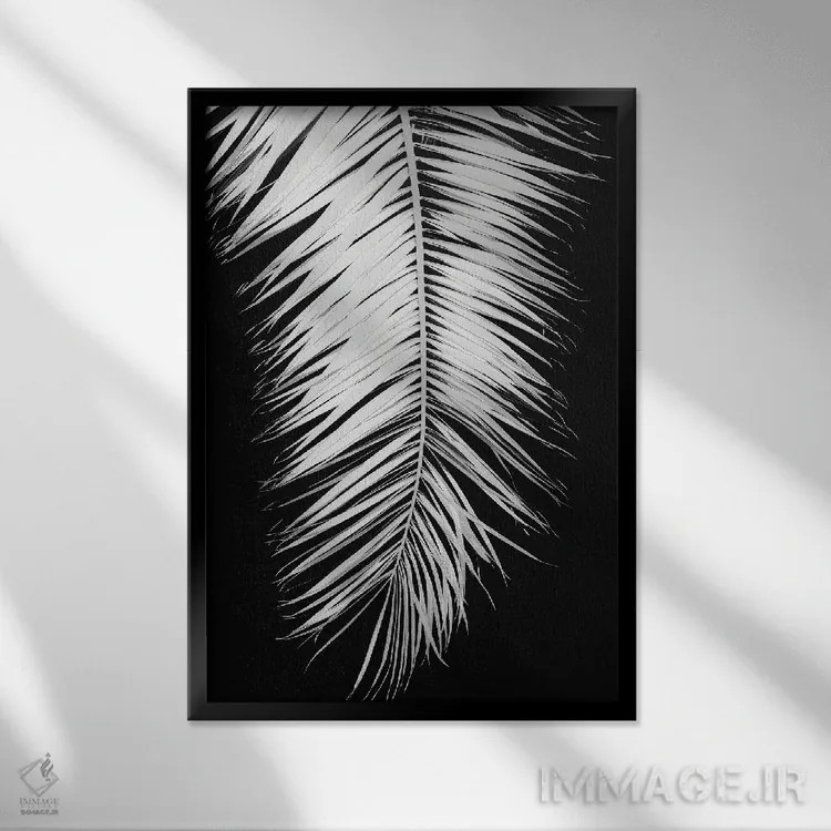 تابلو دکوراتیو برگ نخل شماره ۴ اثر استودیو ۱ایکس ۳ - نمای قابدار مشکی