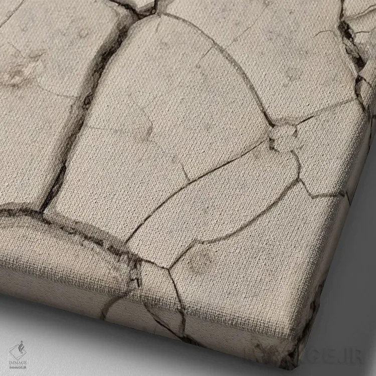 تابلو دکوراتیو دیوار خاکی بژ اثر استودیو ۱ایکس ۳ - نمای نزدیک بافت بوم
