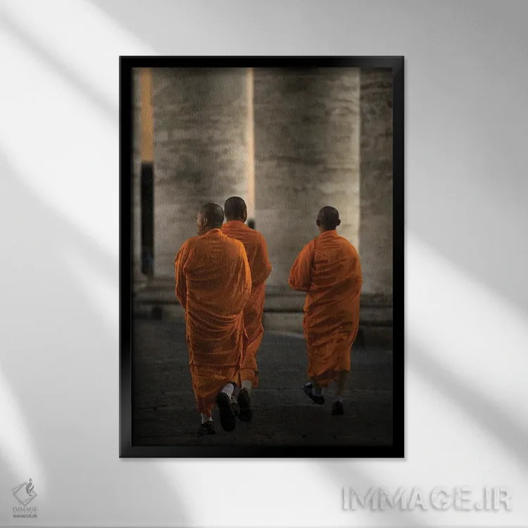 تابلو دکوراتیو مهمانان نارنجی اثر فولویو پله گرینی - نمای قابدار مشکی