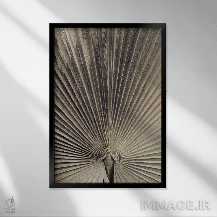 تابلو دکوراتیو برگ نخل شماره ۱ اثر استودیو ۱ایکس ۳ - نمای قابدار مشکی