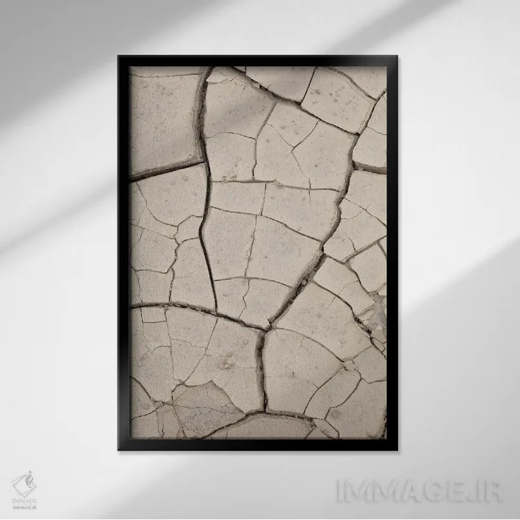 تابلو دکوراتیو دیوار خاکی بژ اثر استودیو ۱ایکس ۳ - نمای قابدار مشکی