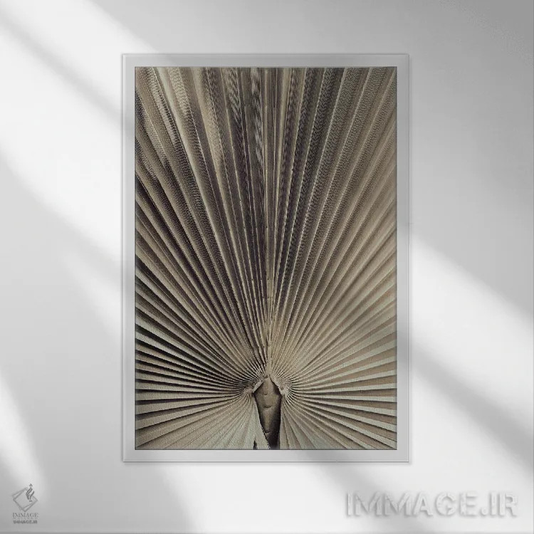 تابلو دکوراتیو برگ نخل شماره ۱ اثر استودیو ۱ایکس ۳ - نمای قابدار سفید